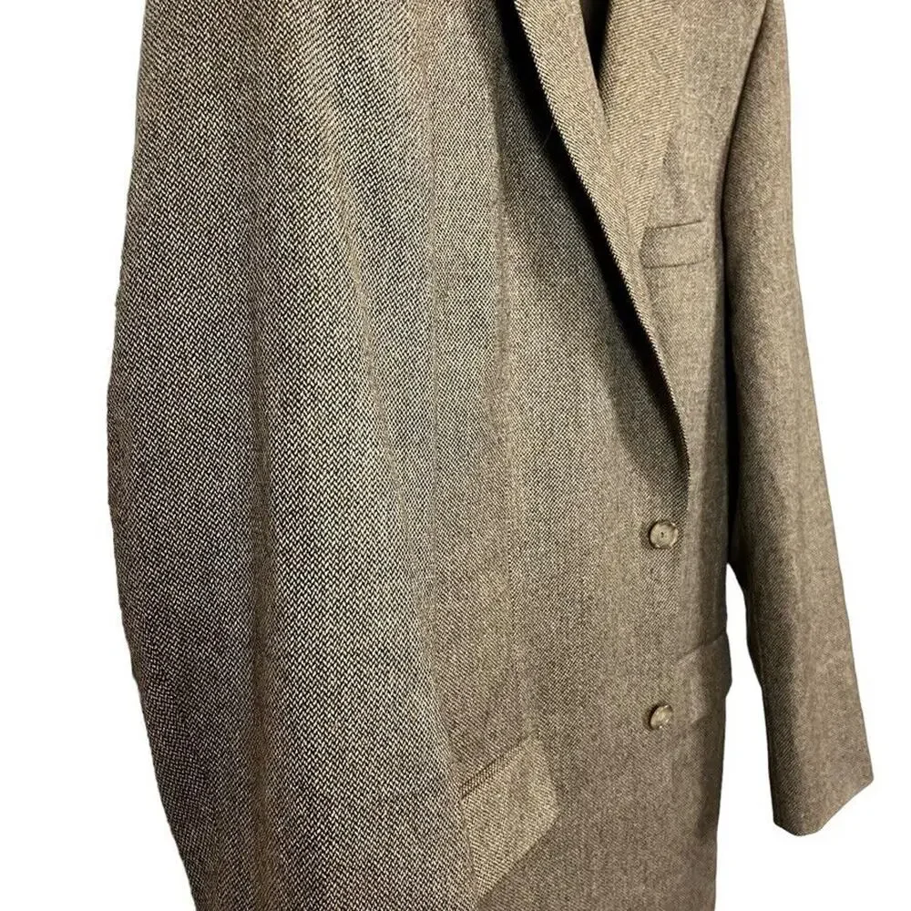 Club Room Mens Brown Beige Woven Suit Jacket Blazer Wool Cashmere sz 42 L
